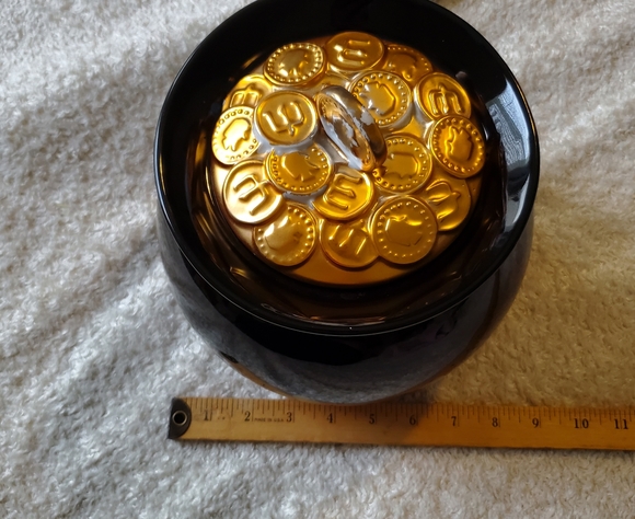 Marcus Notley Pot of Gold Irish Footed Cookie Jar Shamrock Clover Coin Lid 2008 - Picture 8 of 8